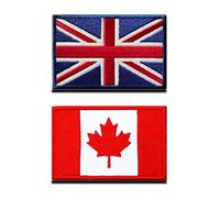 Zcketo 2 Pcs United Kingdom Great British Union UK Patch and Canada Flag Maple Leaf Hook and Loop Embroidered National Emblem Patch for Clothes Backpack Caps Tactical