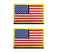 Zcketo 2 PCS United States of America USA Flag Patch Hook and Loop Embroidered National Emblem Patch for Football Billiards Team Work Clothes Jersey Backpack Caps Travel Tactical Military-Gold