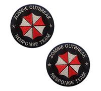 Zcketo 2 Pcs Zombie Outbreak Response Team Resident Biological Hazard Protective Umbrella Tactical Embroidered Applique Funny Emblem Hook and Loop Patch for Clothes Backpack Uniform Vest Jacket Dogs