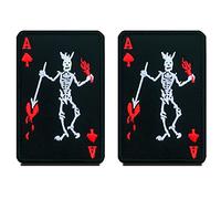 Zcketo 2 Pieces Black Beard Pirate Red Ace Card Military Embroidered Applique Hook & Loop Pirate Jack Flag Emblem Patch for Attach to Clothes Jackets Jean Hat Vest Dogs Harness Collect