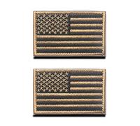 Zcketo 2 Pieces Coyote Brown Embroidered US USA American Flag Patch Tactical Vest Hook & Loop Fastener Backing Emblem National Patch for Clothes Uniform Armband Airsoft Jacket Jean Appliques