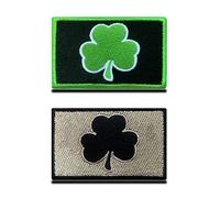 Zcketo 2 Pieces Irish Clover Embroidered Emblem Lucky Leaf Shamrock Hook and Loop Ireland Funny Tactical Patch for Attach to Bags Caps Backpack Uniform Vest Clothes or Collect
