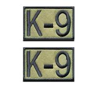 Zcketo 2 Pieces Military K9 Dog Police Dog Army Dog Service Dog Hook and Loop Fully Embroidered Tags Emblem Tactical K9 Patches for Attach to Dog Collar Vest Harness Clothes-Army Green