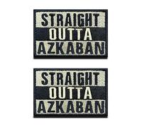Zcketo 2 Pieces Straight Outta Azkaban Patch Tactical Military Funny Biker Patch Hook and Loop Embroidery Fastener Emblem - Patch Attachment for Backpack, Clothes, Jacket, Garment & Tactical