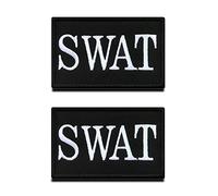 Zcketo 2 Pieces SWAT Special Weapons and Tactics Police Military Embroidered Applique Hook & Loop SWAT Police Emblem Patch for Attach to Clothes Jackets Jean Hat Vest Dogs Harness Collect