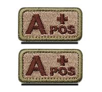 Zcketo 2 Pieces Tactical Blood Type A+ Positive Patch Embroidered Hook and Loop Military Badge Medic First Aid Emblem Patch for Outdoors Travel Military CS Medical Aid(A+)