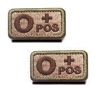 Zcketo 2 Pieces Tactical Blood Type O+ Positive Patch Embroidered Hook and Loop Military Badge Medic First Aid Emblem Patch for Outdoors Travel Military CS Medical Aid(O+)