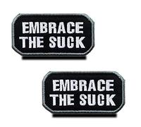 Zcketo 2 Pieces Tactical Embrace The Suck Military Embroidered Applique Hook & Loop Funny Suck Emblem Patch