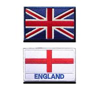 Zcketo 2 Pieces United Kingdom UK Great British Union Patch and England Cross Hook and Loop Embroidered National Emblem Patch for Clothes Backpack Caps Travel Tactical