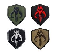 Zcketo 4 Pcs Military Tactical Patches for Movie The Bounty Hunters Skull Shield Hook and Loop Fasteners Embroidery Funny Morale Emblem Tags for Backpack Bag Cap Vest Collect Patch(Shield)