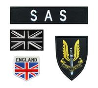 Zcketo 4 PCS UK Great British Union Jack Army SAS Special Air Service Hook and Loop Embroidered Patches Tactical Military Army Air Force Morale Badge Armband Airsoft Emblem Patches