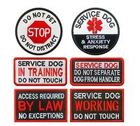 Zcketo 6 Pack Service Dog Do Not Pet in Training Patch Dog Vests/Harnesses Applique Embroidered Hook & Loop Fastener Emblem Patches Attachment for Medium Large Service Dog Guide Dogs, Red