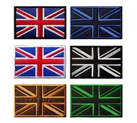 Zcketo 6 Pack Value Tactical British Union Jack Embroidered Patch Britain UK National Flag Great Britain Combat Badge Emblem Armband Applique for Vests Military Uniforms Team Clothes Jersey