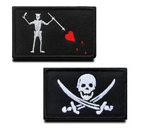 Zcketo Set of 2 PCS Pirate Captain Jack and Black Beard Pirate Embroidery Hook and Loop Tactical Badge Armband Combat Morale Emblem Applique Patch for Kids Adult Halloween Cosplay