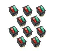 ZCKHNQOP 10pcs 2D6P-GREEN RED 31x25mm KCD8 16A 250V 20A 125V Double Light Switch Rocker Switch KCD6 Ignition Switch for Boat ZCKHNQOP