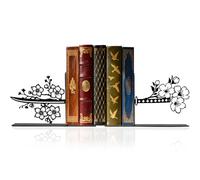Zckjnoi Samurai Katana Bookends - Metal Book Ends for Shelves, Cute Book Ends with Cherry Blossom Design, Unique Book Holders and Book Stopper, Anime Decor and Gifts for Men