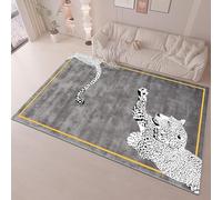 ZCLRUG Animal Black White Leopard Area Rug, 60 x 110 cm Modern Geometry Soft Non Slip Washable Floor mat, Beast Leopard print Fade Resistant Rugs for Bedroom Bedside Nursery Playroom Carpet