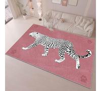 ZCLRUG Animal Washable Area Rug 80 x 150 cm, simplicity Black White leopard Cheetah Animal paw prints Fade Resistant Rug, Soft Easy Care Low Pile pink Carpet for Kids Room Kitchen Dining Room