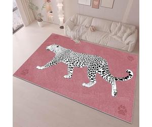 ZCLRUG Animal Washable Area Rug 80 x 150 cm, simplicity Black White leopard Cheetah Animal paw prints Fade Resistant Rug, Soft Easy Care Low Pile pink Carpet for Kids Room Kitchen Dining Room