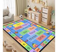 ZCLRUG Cartoon Kids Alphabet Area Rug, 70 x 140 cm Soft Non-Slip Washable Educational Rug, number Hopscotch ABC flowers Play Colorful Floor mat for Nurseries Education Learning Carpet