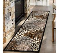 ZCLRUG Classic Leopard Print Long Runner Rug,80x300cm,Animal Print Runner Cheetah Print Rug,Soft, Non-Slip, and Machine Washable Faux Fur Kitchen Rugs,for Hallway Passage Stairs Bedroom Bedside