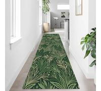 ZCLRUG Dark Green Runner Rug Hallway, 40x140cm, Boho Sage Green Leaf Home Decor Long Front Door Mat Washable Botanical Print Runners for Entryway Kitchen Bathroom, Non-slip Fade Resistant Carpets