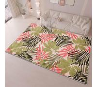 ZCLRUG Fern plant Area Rug 120 x 180 cm, Tropical palm leaves pattern Rug, Soft Low Pile Non-Shedding Modern style Non-Slip olive green Rose red Floor mat for Bedroom Living Room Indoor Carpet
