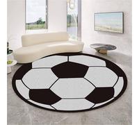 ZCLRUG Football Round Rug for Living Room, 80cm, 3D Soccer Black and White Area Rug for Teens Adults Soccer Fans, High Density Throw Carpet with Anti-Skid Backed, Washable Floor Mats for Home Decor