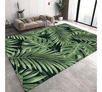 ZCLRUG Jungle Palm Leaf Area Rug, 180x260cm, Tropical Plants Floral Rugs, Machine Washable Nature Style Floor Mats, Non-slip Backing Front Door Mat, Lightweight Soft Carpet for Garden Bedroom
