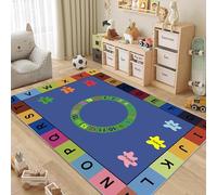ZCLRUG Kids ABC Educational Area Rug, 180 x 260 cm Colorful Alphabet number turntable Non Slip Rug, Soft Low Pile Washable Cartoon style Blue Green Floor mat for Playroom Classroom Bedroom Carpet