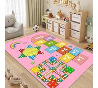 ZCLRUG Kids Play Educational Area Rug 70 x 140 cm, number Hopscotch Checkerboard Play Rug, Soft Low Pile Non Slip Cartoon style Colorful Floor mat for Playroom Nursery Kindergarten pink Carpet