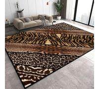 ZCLRUG Leopard Area Rug, 120x180cm, Faux Animals Fur Pattern Patchwork Carpet, Classic Washable Rugs, Non-slip Reduce Noise Bedroom Rug, Kids Pet Friendly Soft Mat for Floor Kids Room Home Decor