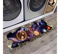 ZCLRUG Milky Way Space Gaming Rug Hallway Runner, 60x180cm, Cool Wall Crack Planets Nebula Galaxy Carpet Runner for Boys Bedroom Kitchen Office Study Library Studio, Anti Slip Washable Mats