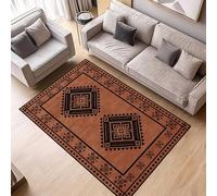 ZCLRUG Monaco Geometric Area Rug, 120x180cm, Diamond Aztec Terracotta Neutral Rug Non Slip Vintage Chic Indoor Carpet Washable Mat for Study Office Living Room, Kids Pets Friendly Soft Carpets