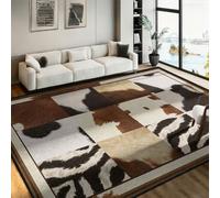 ZCLRUG Patchwork Cowhide Print Rug,70x140cm,Animal Print Zebra Print Rug,Machine Washable and Non-Slip Zebra Rugs, Faux Fur Cowprint Western Rugs,for Office Living Room Dinner Room Home Decor