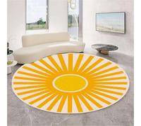 ZCLRUG Sunshine Boho Rug Round, 100cm, Cute Yellow Striped Nursery Rug, Soft Fluffy Plush Carpets, Easy-Care Washable Anti-Skid Mats, Home Decor Floor Mat Reducing Noise Bedroom Carpet