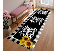 ZCLRUG Vintage Rustic Runner Rug, 40 x 120 cm plant Sunflower Word lattice Print Washable Long area Rug, Foldable Low Pile Non Slip yellow white Floor mat for Porch Entryway Laundry Room Carpet