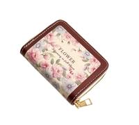 ZCLYHT Vintage Oil Painting Card Bag Small Premium Flowers Card Set 18 Cards + 2 Functions Multi Card Bit Cute Small Pocket Pocket Woman Pocket Woman Card Set Card Clamp Bag, red, 11x7.5x2cm, Fashion