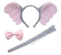 ZCMG Halloween Elephant Ears Headband Bow Tie Tail Gray Elephant Hair Hoops Headpiece Women Bowtie Animal Headpiece Hairband Hair Bands Cosplay Dress Up Baby Shower Festival Birthday Party Accessories