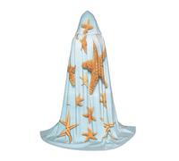 Zcmkjlg 3d Beautiful Maritime Summer Starfish Printing Teen Hooded Cape With Large Hood,Ideal Role Playing Costumes For Stage,Carnival Party Supplies