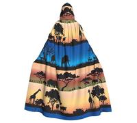 Zcmkjlg African Wild Animals Printing Adult Halloween Hooded Cloak, Theme Parties Cloak For Masquerade
