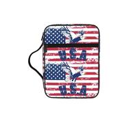 Zcmkjlg American National Flag with Eagle Portable Bible Holder Bag with Front Pocket Practical Christian Bag for Men Women Daily Church Activities