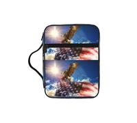 Zcmkjlg American USA Flag Eagle Art Portable Bible Holder Bag with Front Pocket Practical Christian Bag for Men Women Daily Church Activities