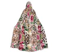 Zcmkjlg Animal Tiger Leopard Print Rose Flower Printing Adult Halloween Hooded Cloak, Theme Parties Cloak For Masquerade