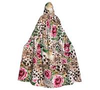 Zcmkjlg Animal Tiger Leopard Print Rose Flower Printing Adult Halloween Hooded Cloak, Theme Parties Cloak For Masquerade