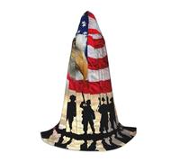 Zcmkjlg Armed Forces Day American Printing Teen Hooded Cape With Large Hood,Ideal Role Playing Costumes For Stage,Carnival Party Supplies