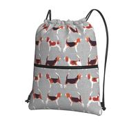 Zcmkjlg beagle patterns Print Drawstring Bag with Zipper Pocket, Collapsible Daypack, Adjustable for Camping Festival Outing