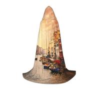 Zcmkjlg Beautiful Venice Canal View Printing Teen Hooded Cape With Large Hood,Ideal Role Playing Costumes For Stage,Carnival Party Supplies