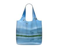 Zcmkjlg Birds Flying Away Over Sky Printed Foldable Shopping Bag, Reusable Tote Bag 25L, Compact Grocery Bag for Travel Commuting