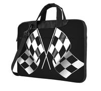 Zcmkjlg Black White Formula Checkered Flags Pattern Print Travel Laptop Bag Lightweight Case With Luggage Strap Shoulder Briefcase Holiday Gift